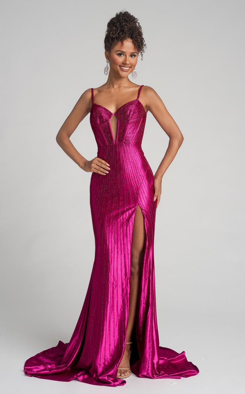 Prom Dresses Sequin Formal Long Prom Dress Fuchsia