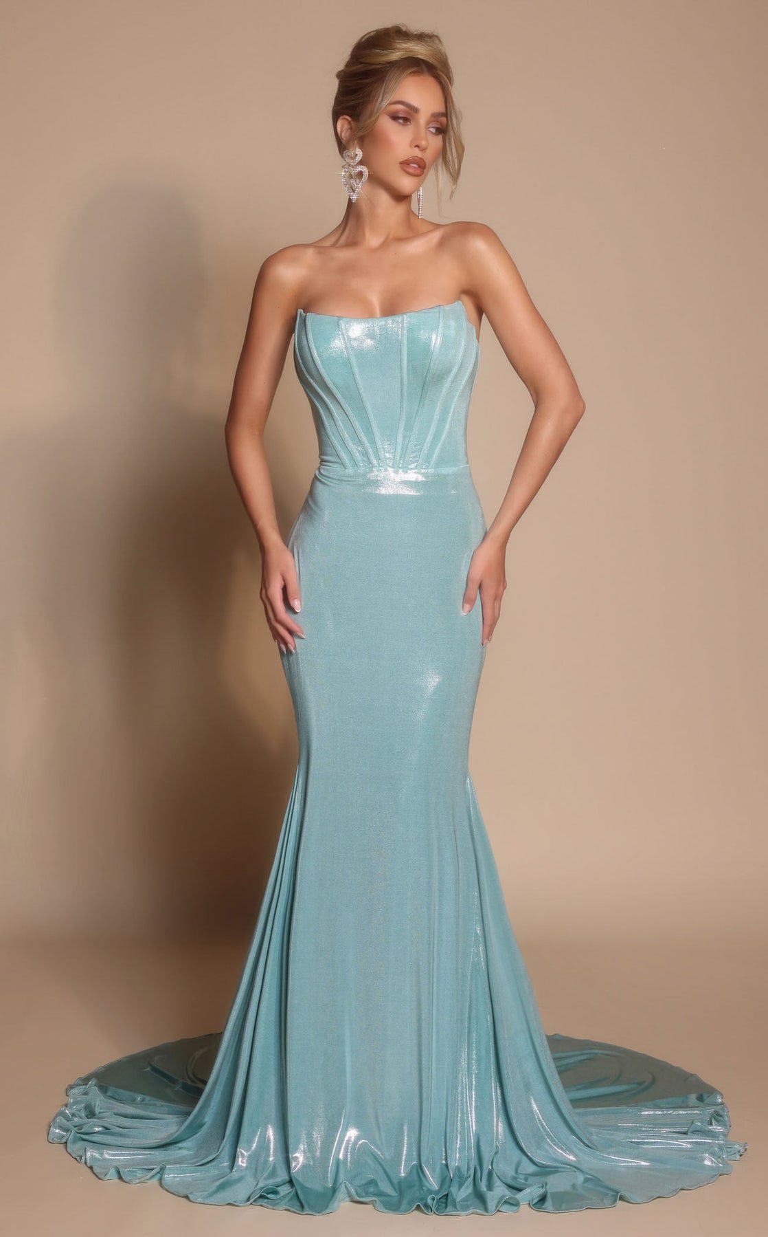 Prom Dresses Long Formal Metallic Mermaid Prom Dress Portia and Scarlett XO097 Mint