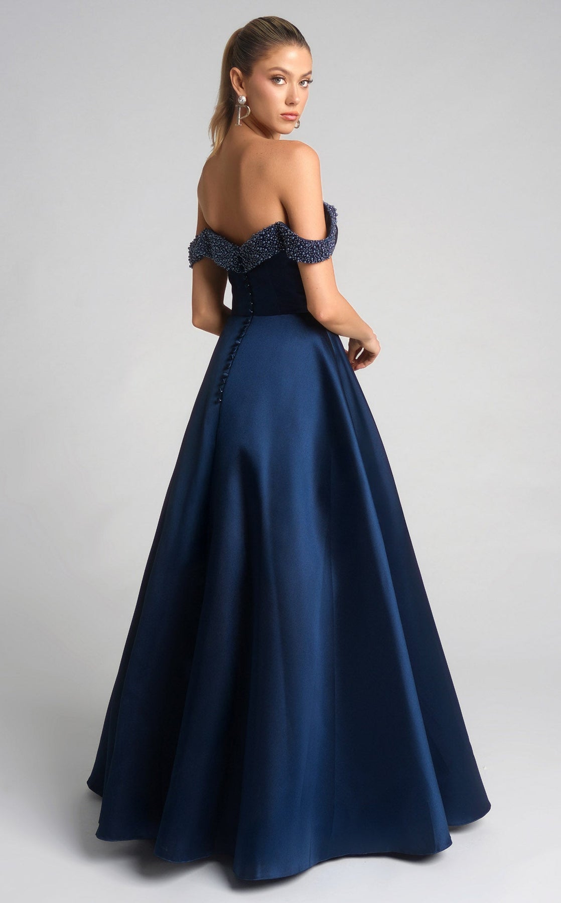 Prom Dresses Long Formal A Line Beaded Prom Dress Portia and Scarlett XO117  Navy
