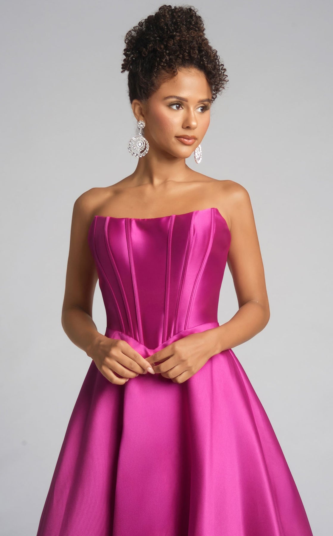 Prom Dresses Long Formal Ball Gown Pleated Corset Metallic Prom Dress Portia and Scarlett XO124 Magenta