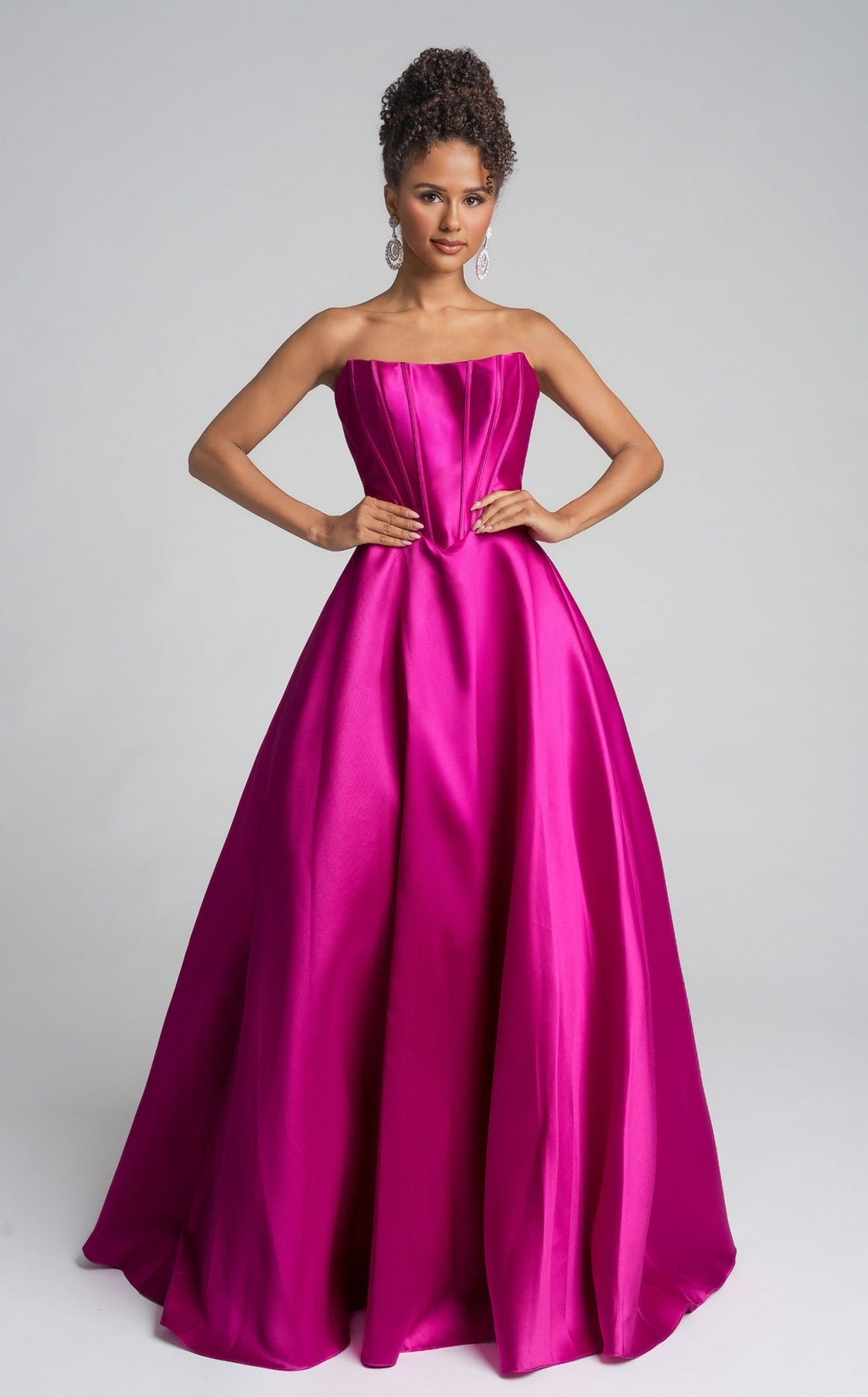 Prom Dresses Long Formal Ball Gown Pleated Corset Metallic Prom Dress Portia and Scarlett XO124 Magenta