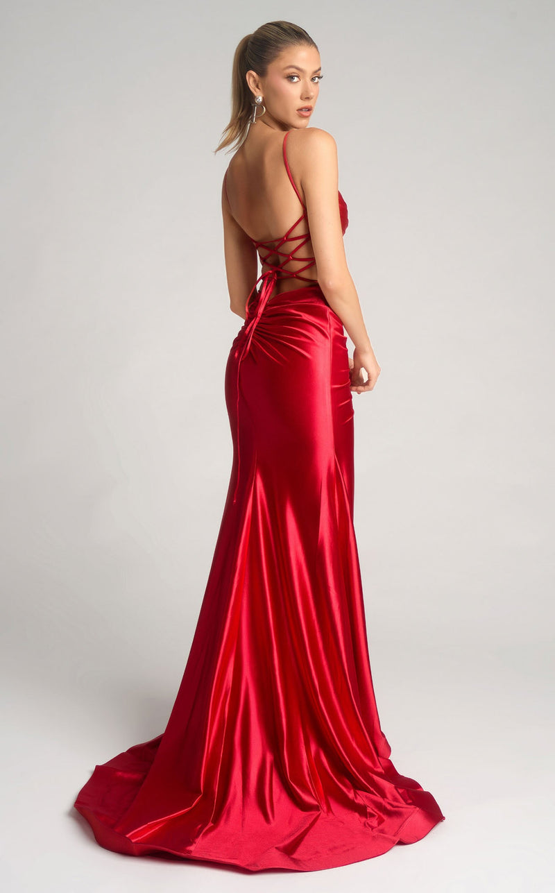 Prom Dresses Long Formal Beaded Lace Applique Prom Dress Portia and Scarlett XO168 Red