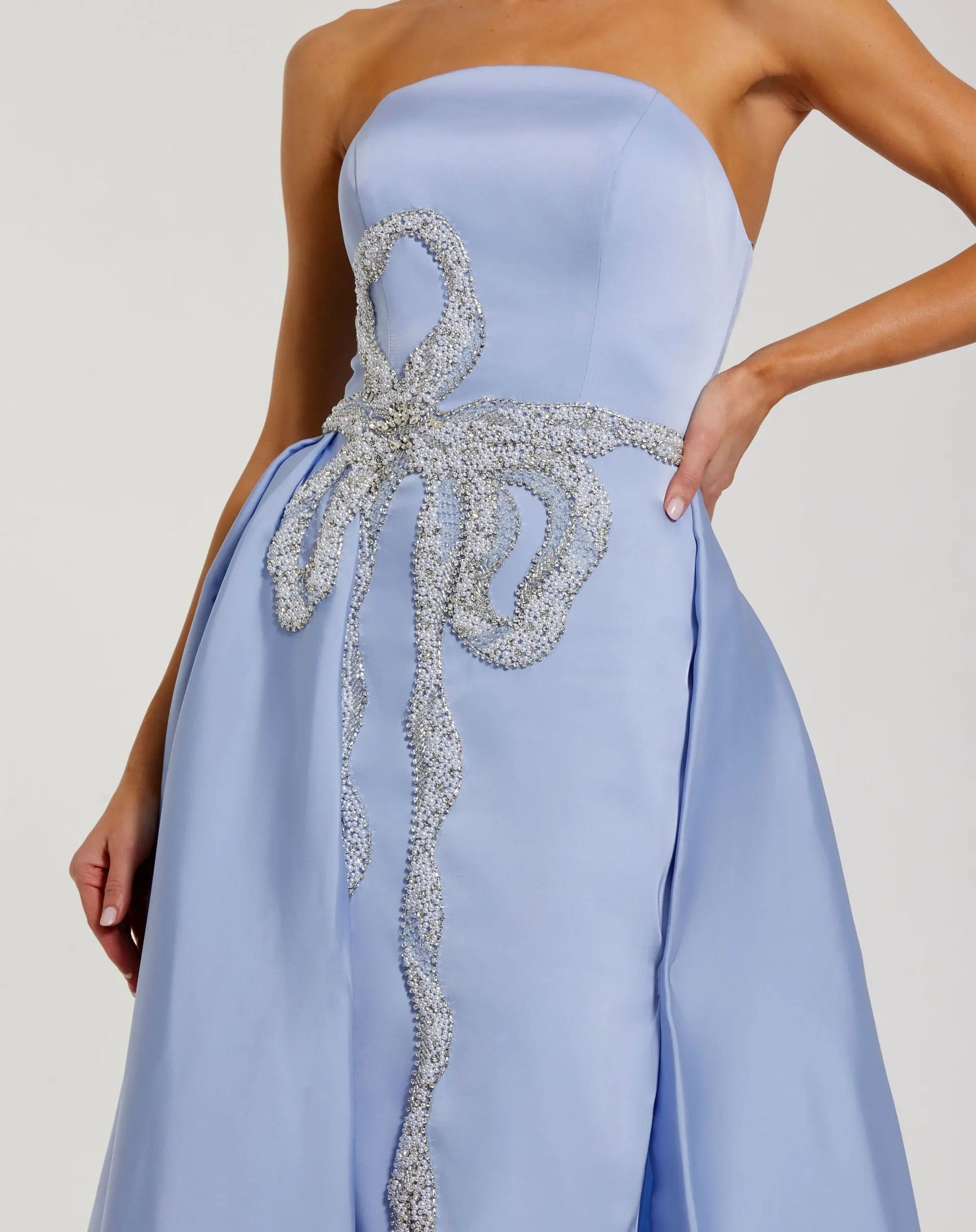 Prom Dresses Pleated Prom Ball Gown - Long Formal - Mac Duggal 2317 Powder Blue-Satin-2317-Beaded