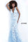 Prom Dresses Long Formal Floral Applique Prom Sequin Dress Light-Blue