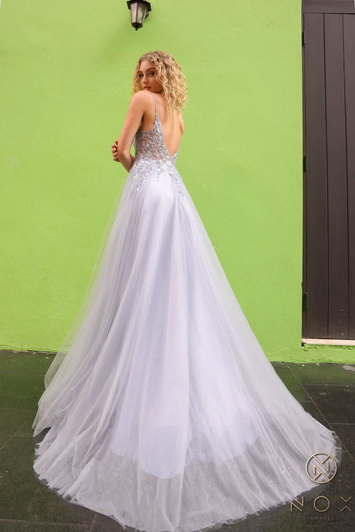 Prom Dresses A Line Beaded Long Prom Gown  Light Gray