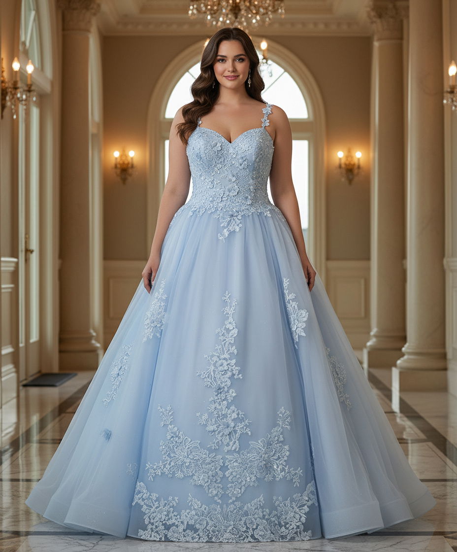 Quinceniera Dresses Long Floral Applique Quinceanera Dress Jovani Q39393 Light Blue