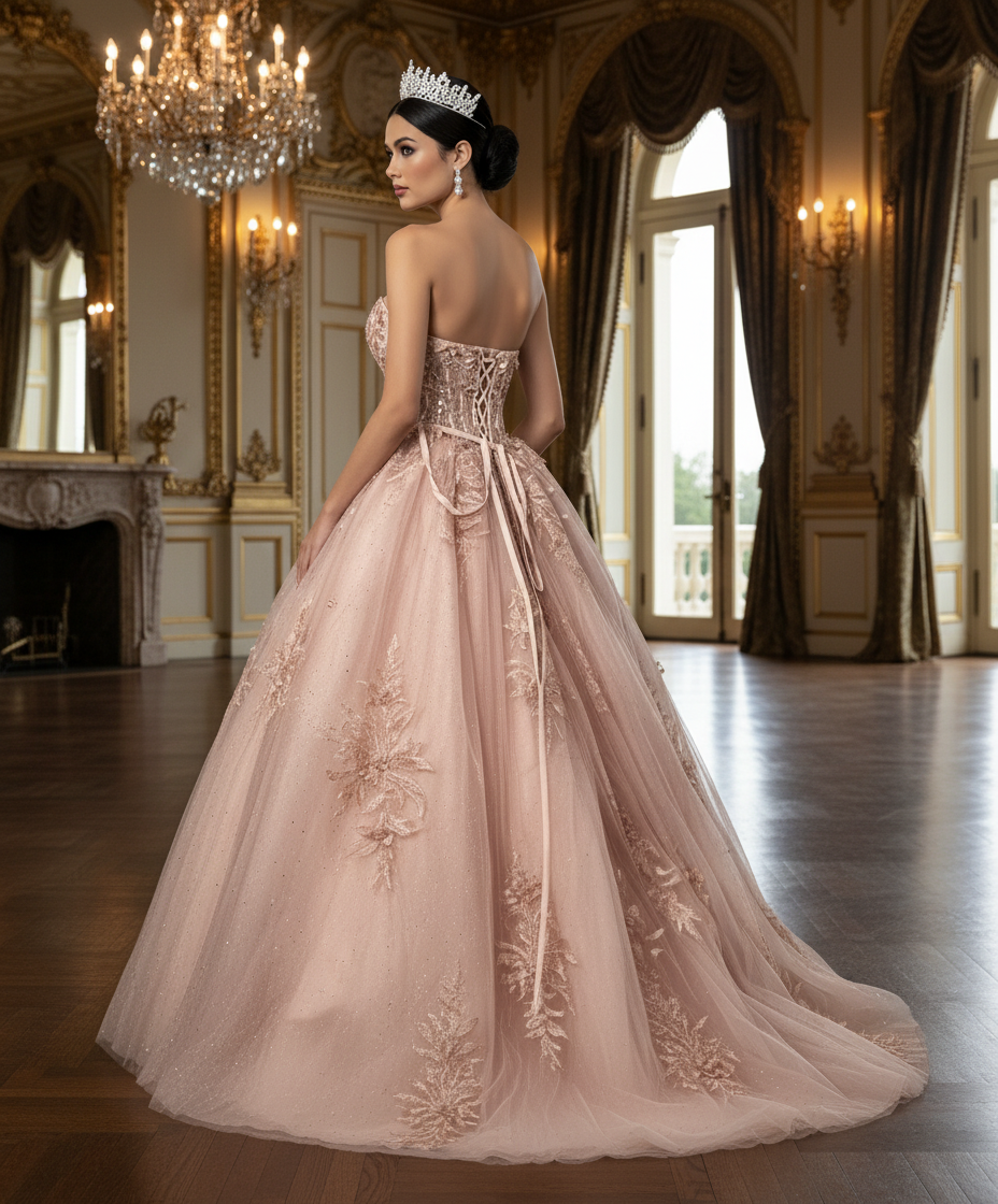 Quinceniera Dresses Lace Applique Beaded 3D Floral Long Ball Gown Quinceanera Dress Jovani Q45684 Blush