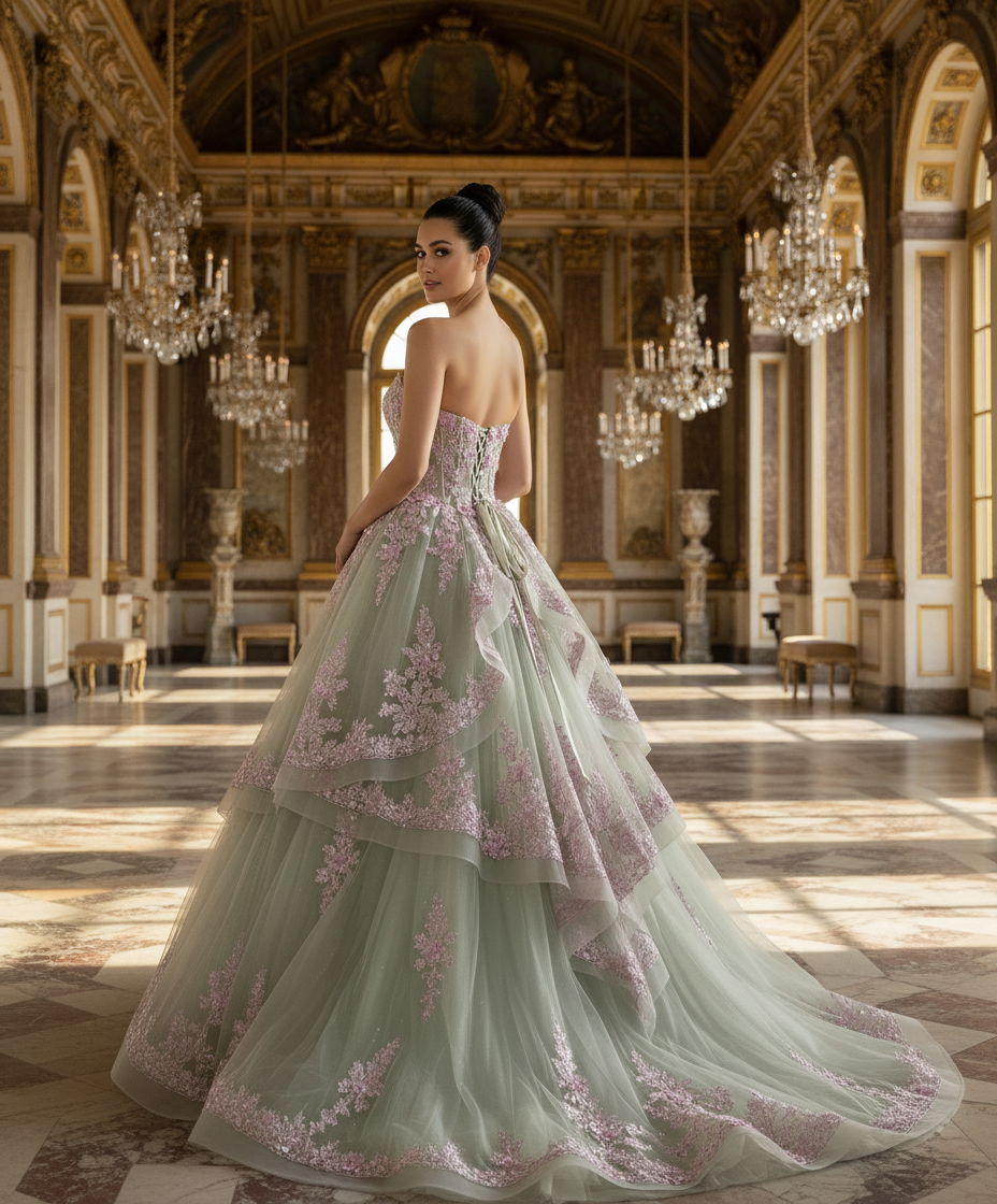 Quinceniera Dresses Long Floral Applique Ball Gown Quinceanera Dress Jovani Q45685 Sage/Lilac