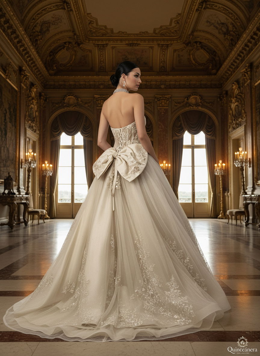 Quinceniera Dresses Lace Applique Corset Ball Gown Beaded Long Quinceanera Dress Jovani Q47374 Light Champagne
