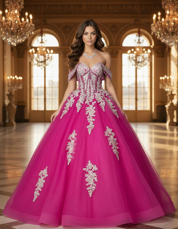 Beaded Ball Gown Long Corset Quinceanera Dress Jovani Q47375