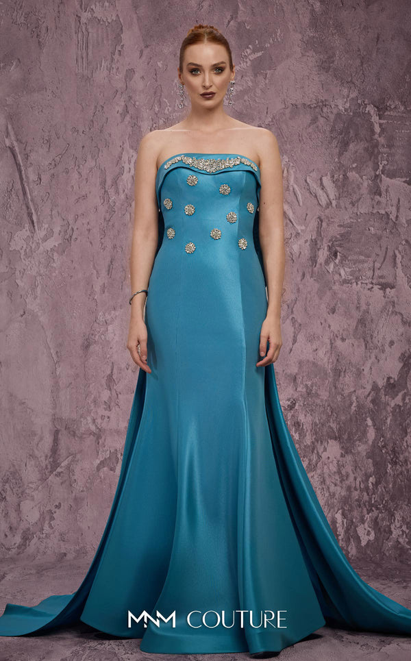 Strapless Mermaid Satin Formal Gown by MNM Couture Q5574