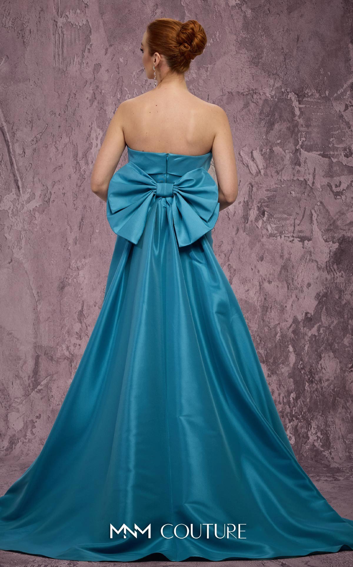 Strapless Mermaid Satin Formal Gown by MNM Couture Q5574 in Turquoise