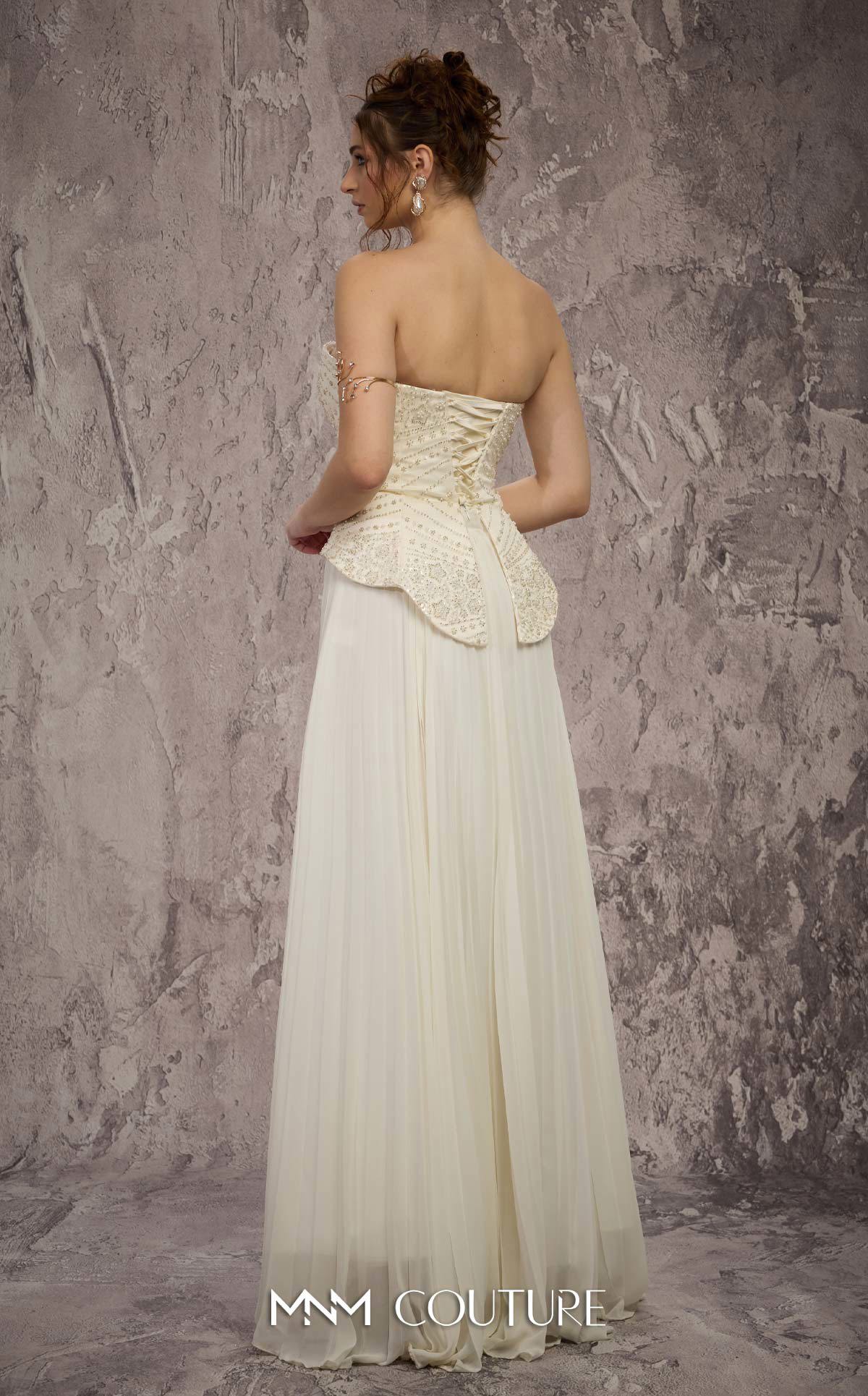 Strapless Long Tulle Prom Dress by MNM Couture Q7715 in Off White