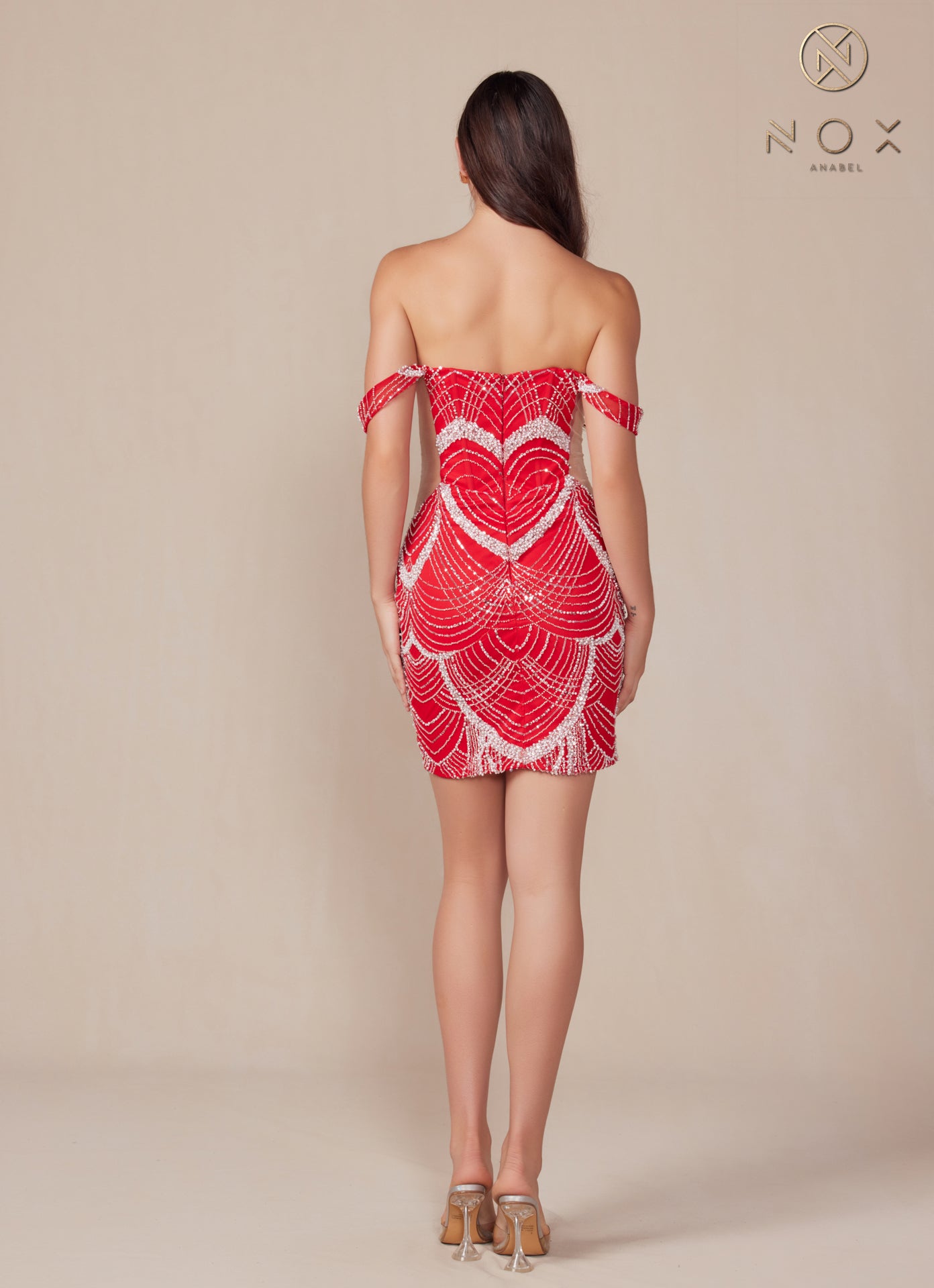 Nox Anabel Q839 Beaded Short Cocktail Dress