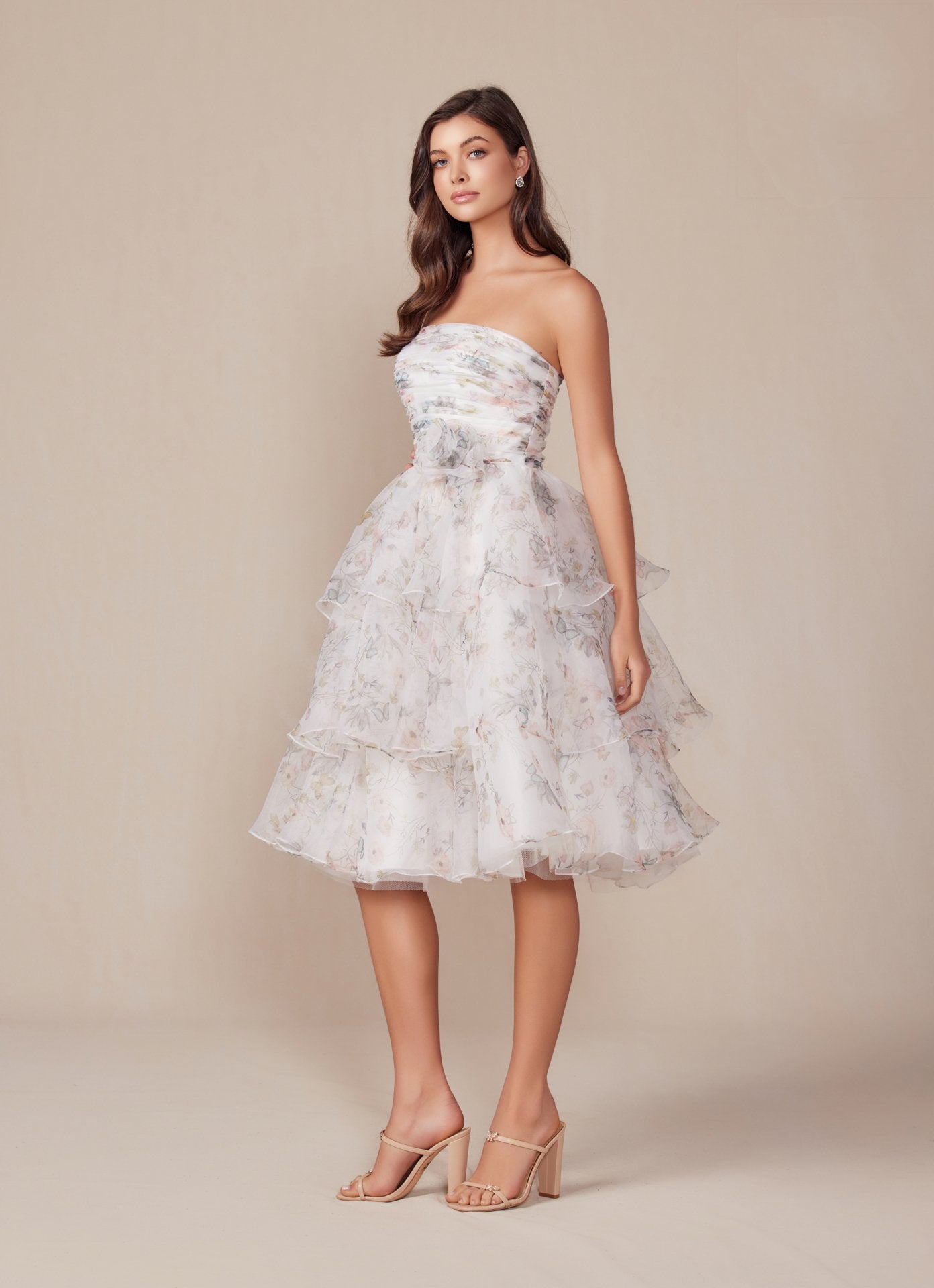 Cocktail Dresses Short Floral Ruffle Cocktail Dress White Flower