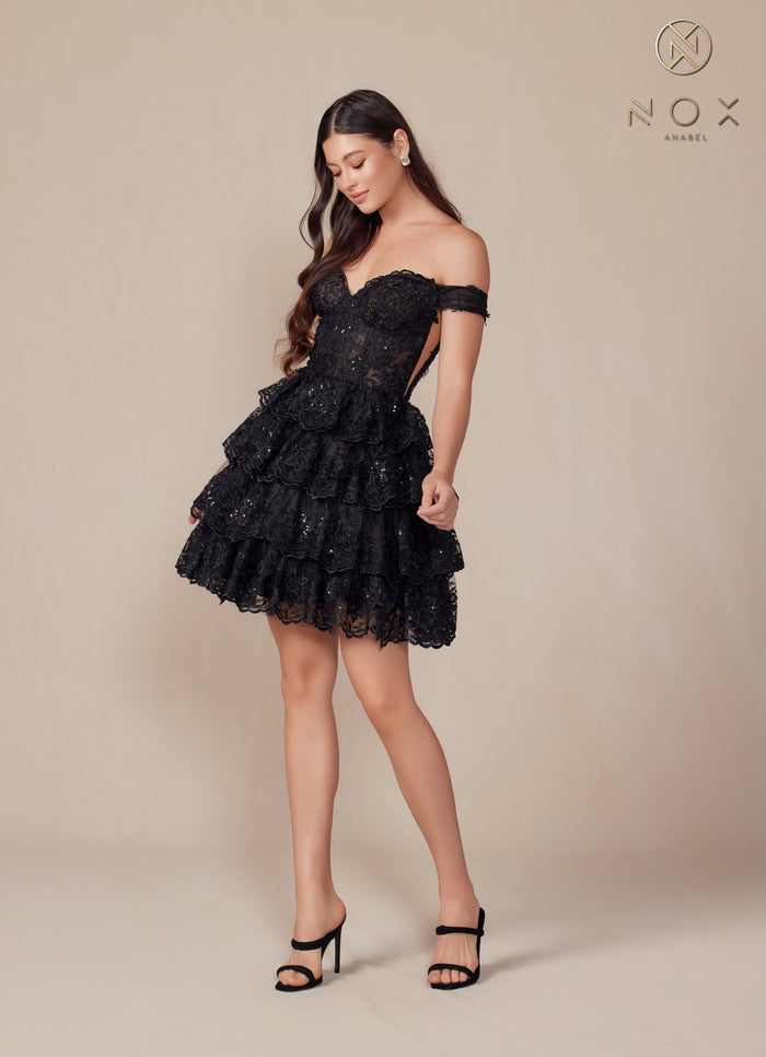 Cocktail Dresses Ruffle Short Cocktail Dress Black