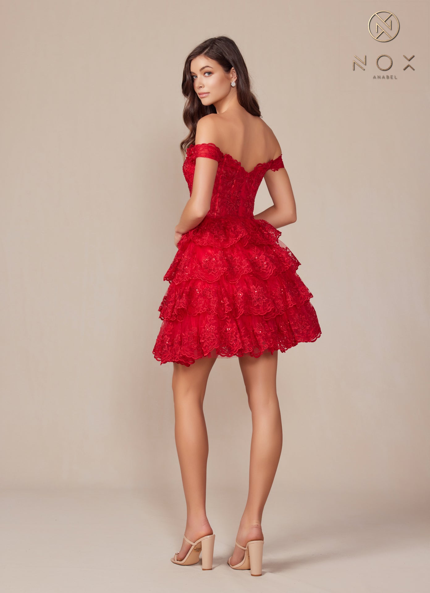 Nox Anabel R877 A Line Sequin Short Cocktail Dress