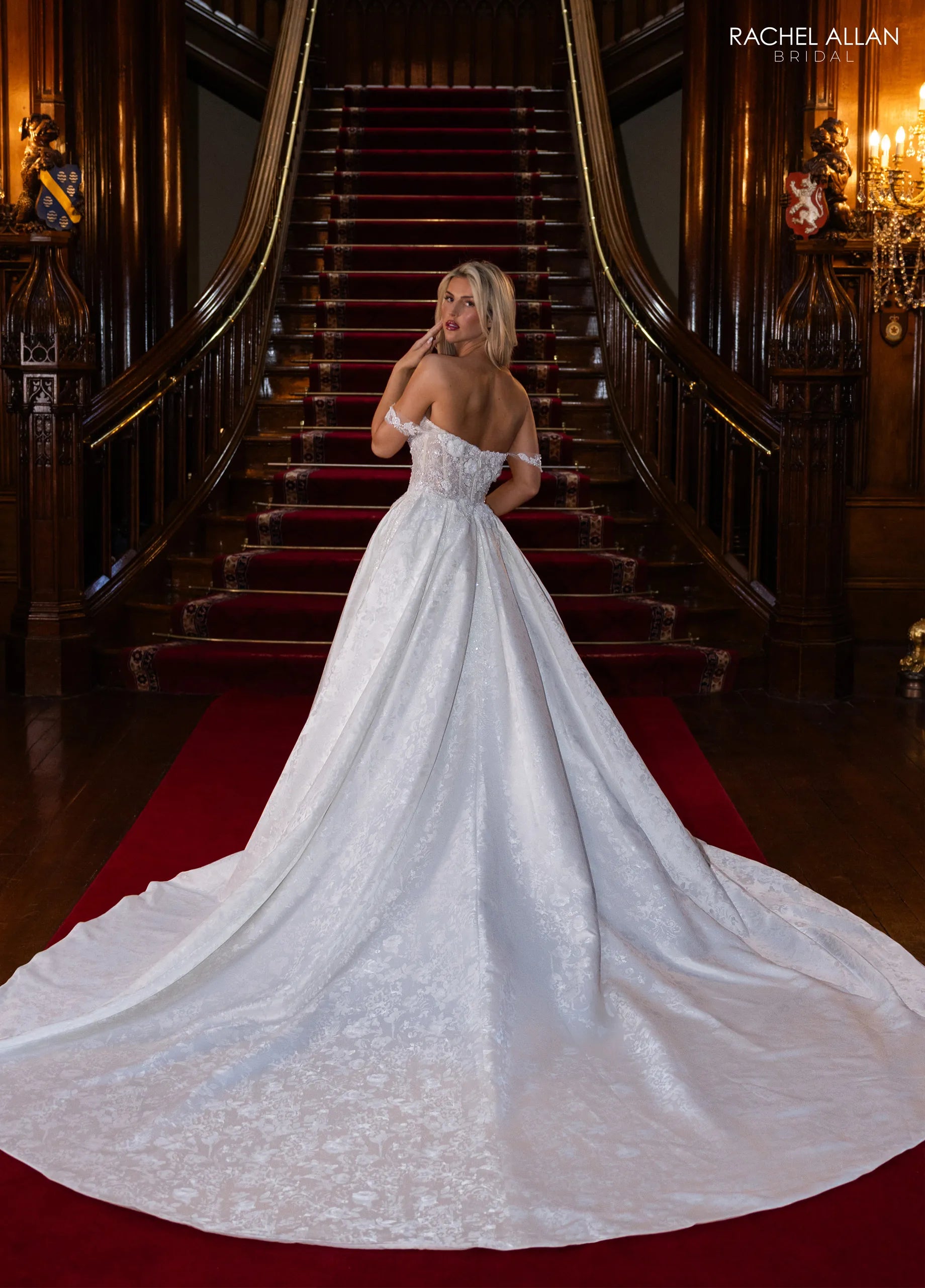 Ivory Nude Sweetheart Floor-Length Mikado Bridal Gown Lace Applique Rachel Allan RB5122