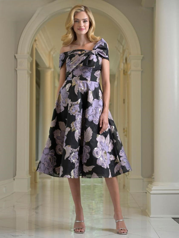 Rina di Montella RD210 Short Floral Midi Length Cocktail Dress