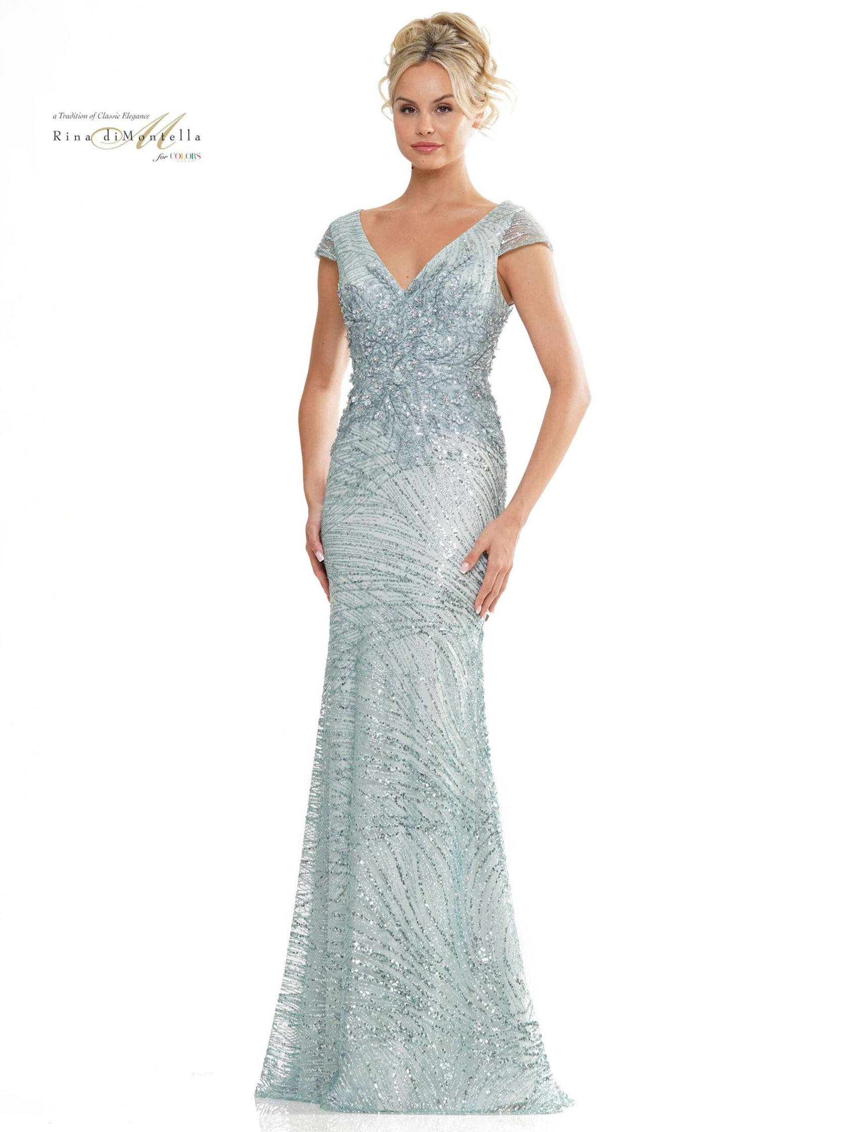 Wedgewood Rina di Montella Long Formal Cap Sleeve Dress 2723 for $460.0 – The Dress Outlet