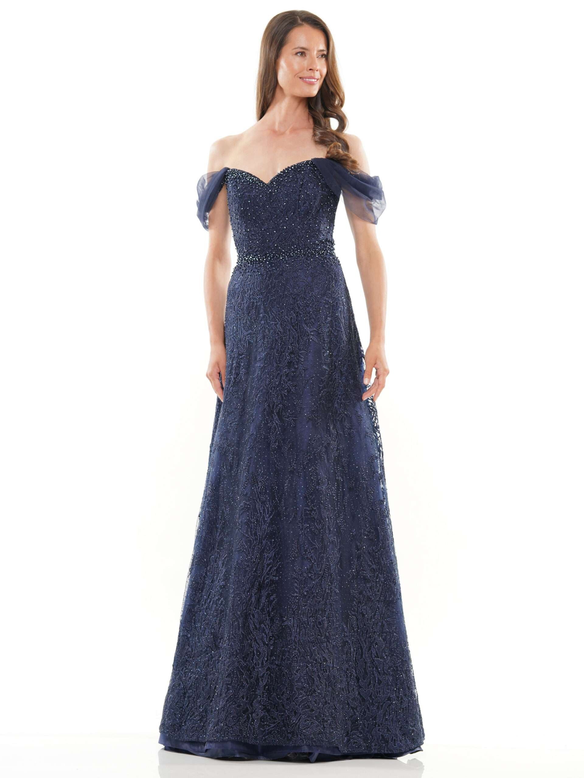 Formal Dresses Long Formal Beaded Dress Navy