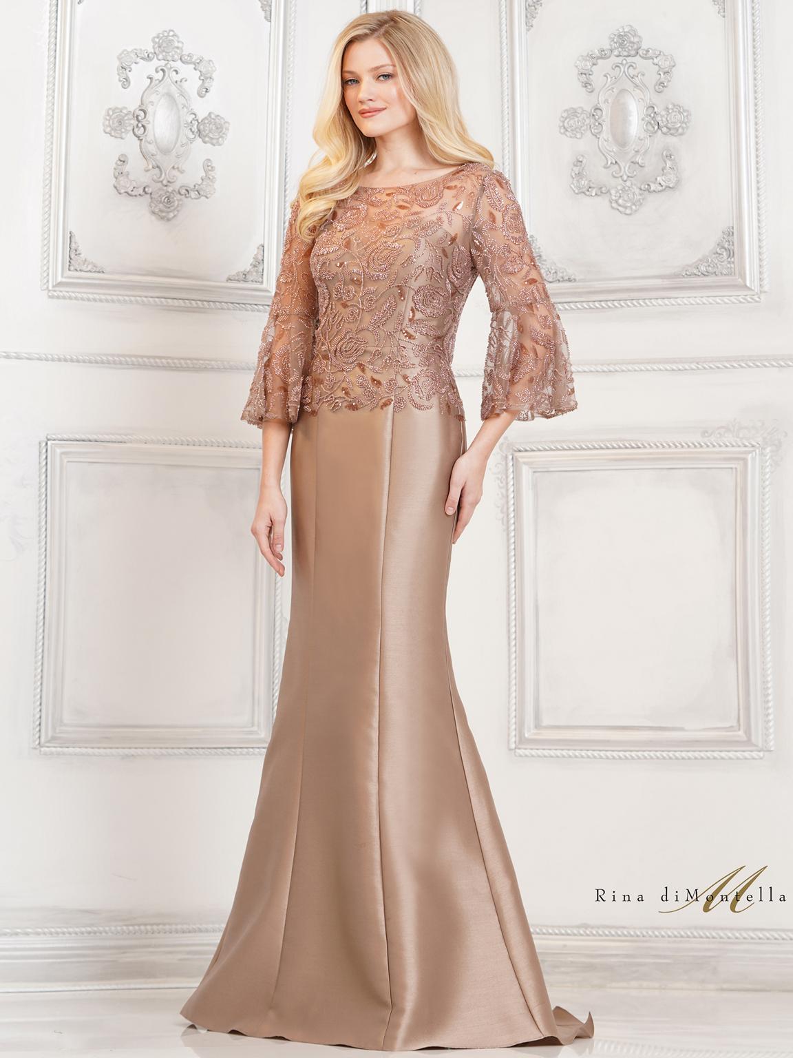Taupe Rina di Montella RD2939 Long Formal Mother of the Bride Dress for ...