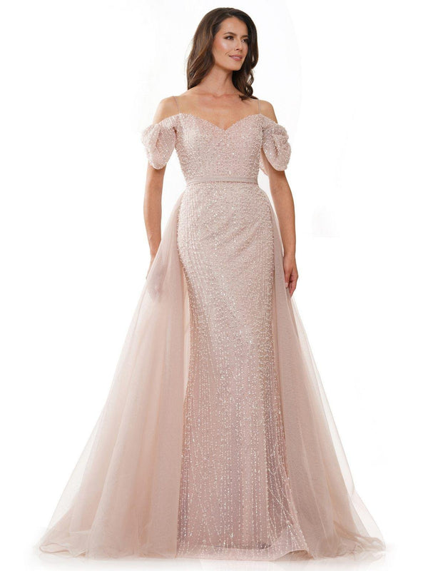Rina di Montella RD2942 Long Off Shoulder Beaded Formal Dress