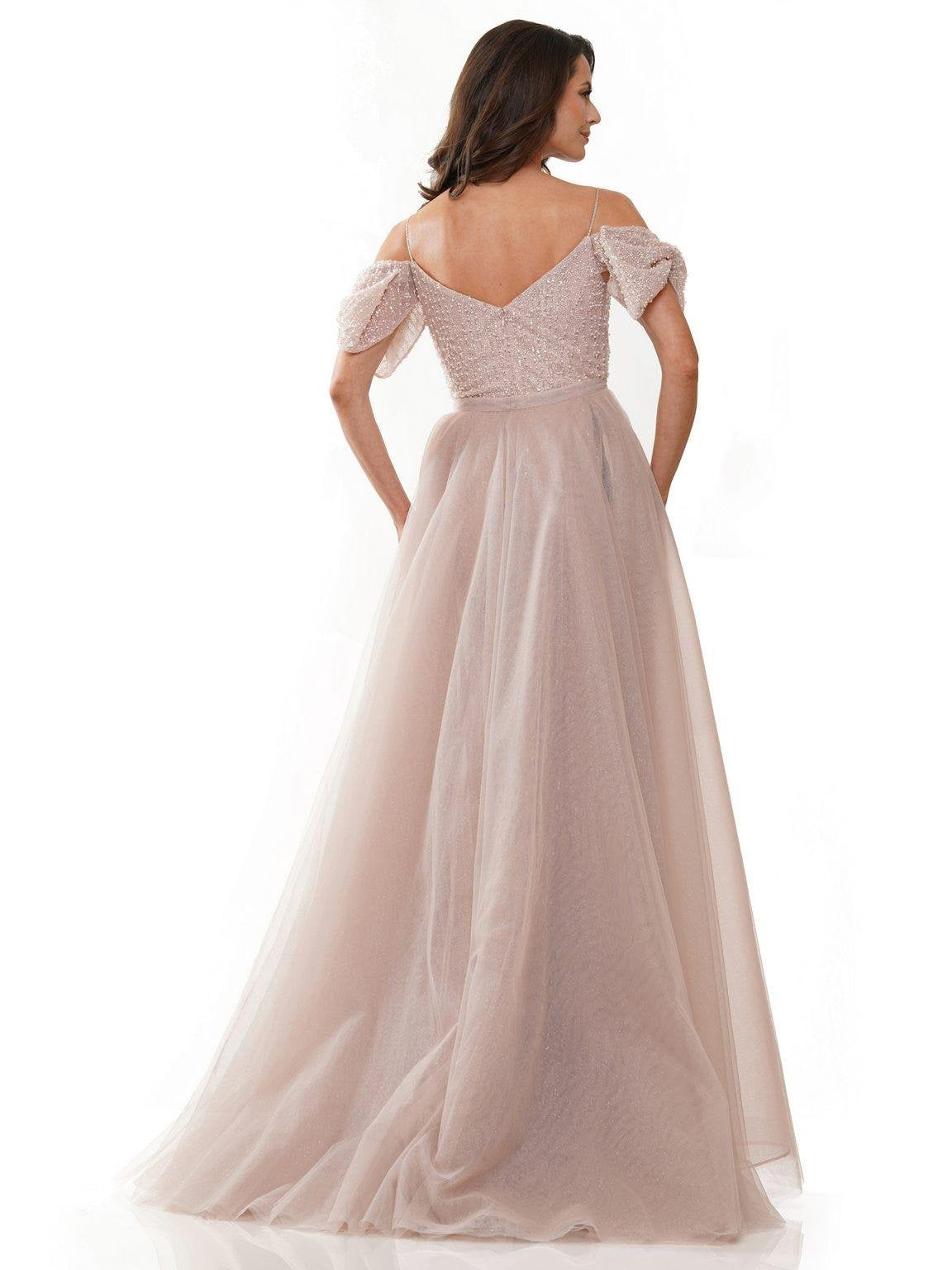 Formal Dresses Long Off Shoulder Beaded Formal Dress Dusty Rose