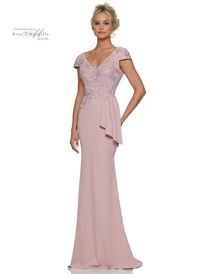 Formal Dresses Fit and Flare Side Ruffle Sash Long Formal Dress Rose