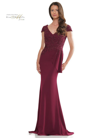 Formal Dresses Fit and Flare Side Ruffle Sash Long Formal Dress Wine