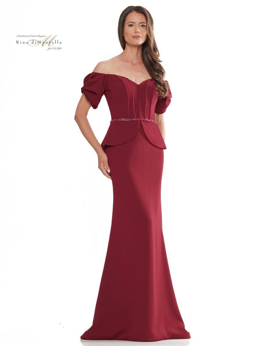 Rina di Montella RD2965 Fitted Peplum Long Formal Dress