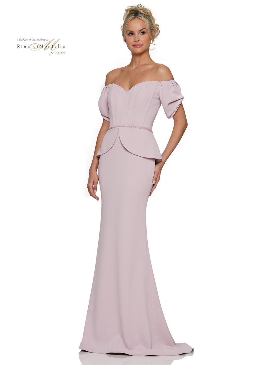 Rina di Montella RD2965 Fitted Peplum Long Formal Dress