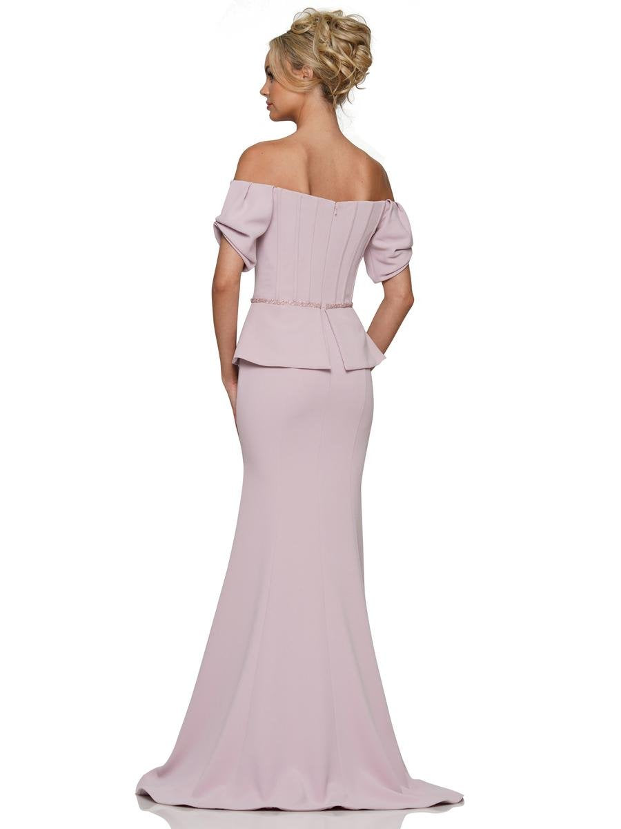 Formal Dresses Bonning Bodice Peplum Long Formal Dress Dusty Rose