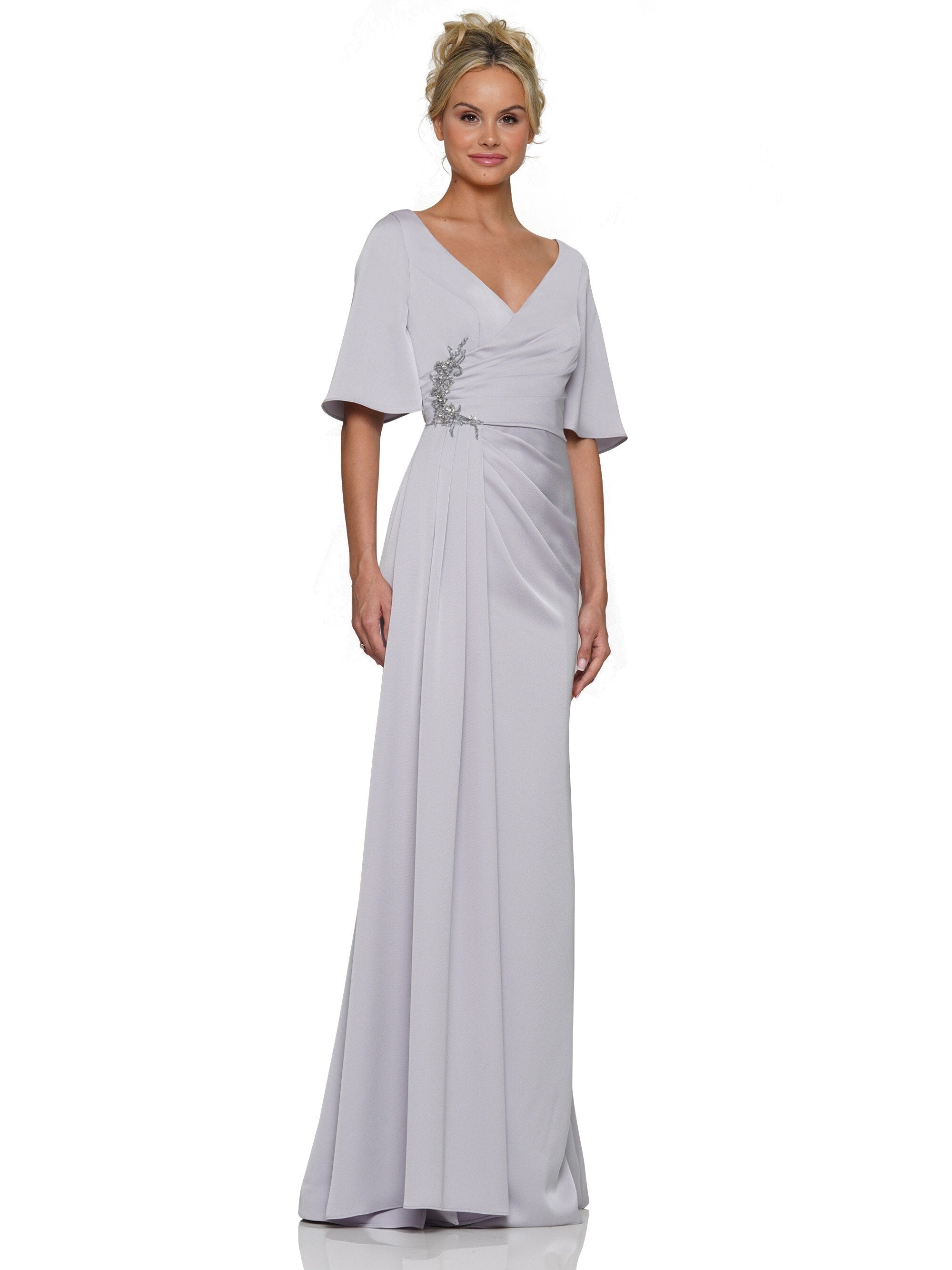 Formal Dresses Long Ruched Formal Dress Silver