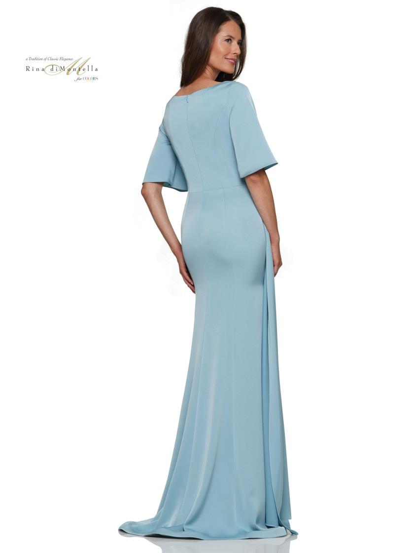 Rina di Montella RD2974 Long Mother of the Bride Ruched Formal Dress