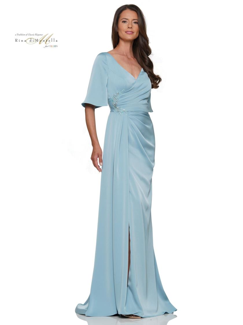 Rina di Montella RD2974 Long Mother of the Bride Ruched Formal Dress