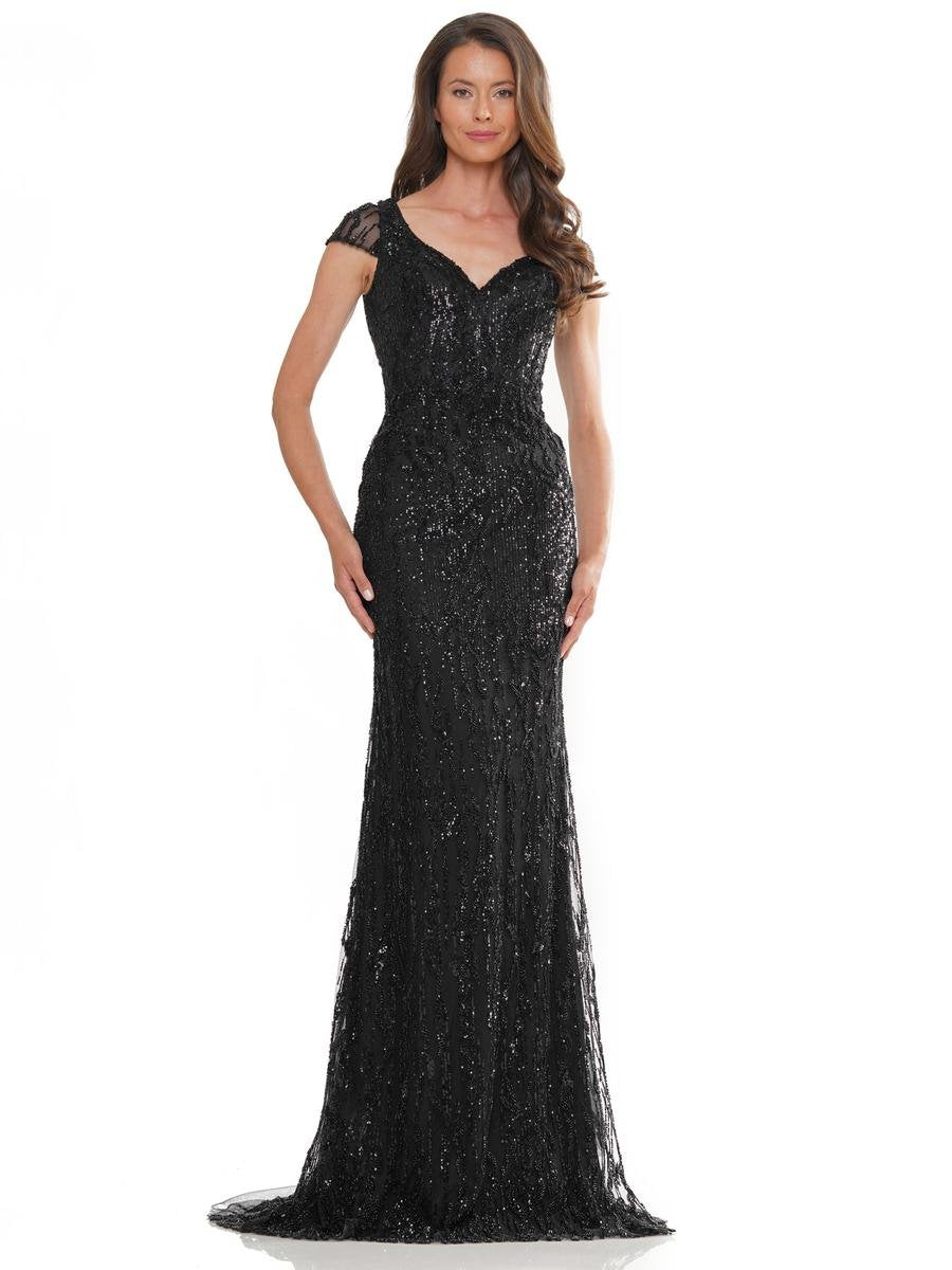 Formal Dresses Fitted Fit and Flare Long Formal Gown Black