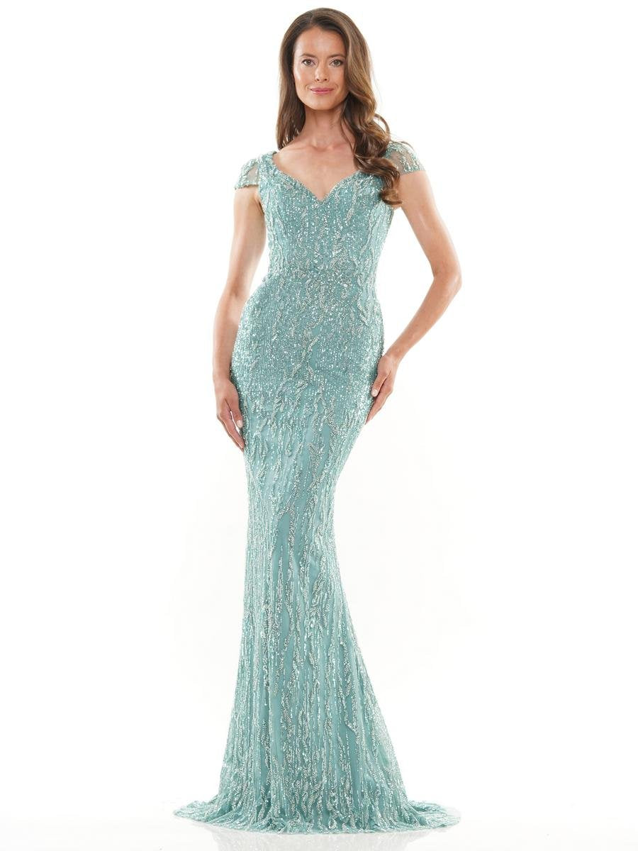 Formal Dresses Fitted Fit and Flare Long Formal Gown Sage Green