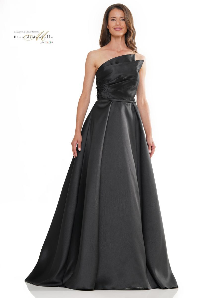 Formal Dresses Long A Line Deep Pleats Formal Gown Black
