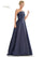 Formal Dresses Long A Line Deep Pleats Formal Gown Navy