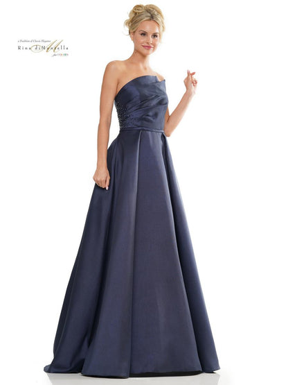 Formal Dresses Long A Line Deep Pleats Formal Gown Navy