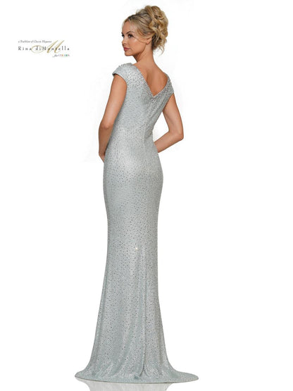 Formal Dresses Long Fitted Glitter Flare Formal Gown Seaglass