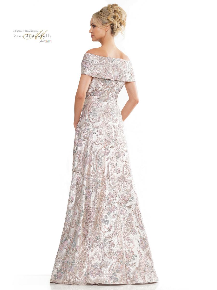 Formal Dresses Long A Line Formal Jacquard Dress Rose Multi