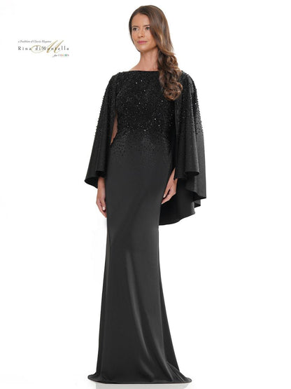 Formal Dresses Glittered Long Formal Cape Dress Black