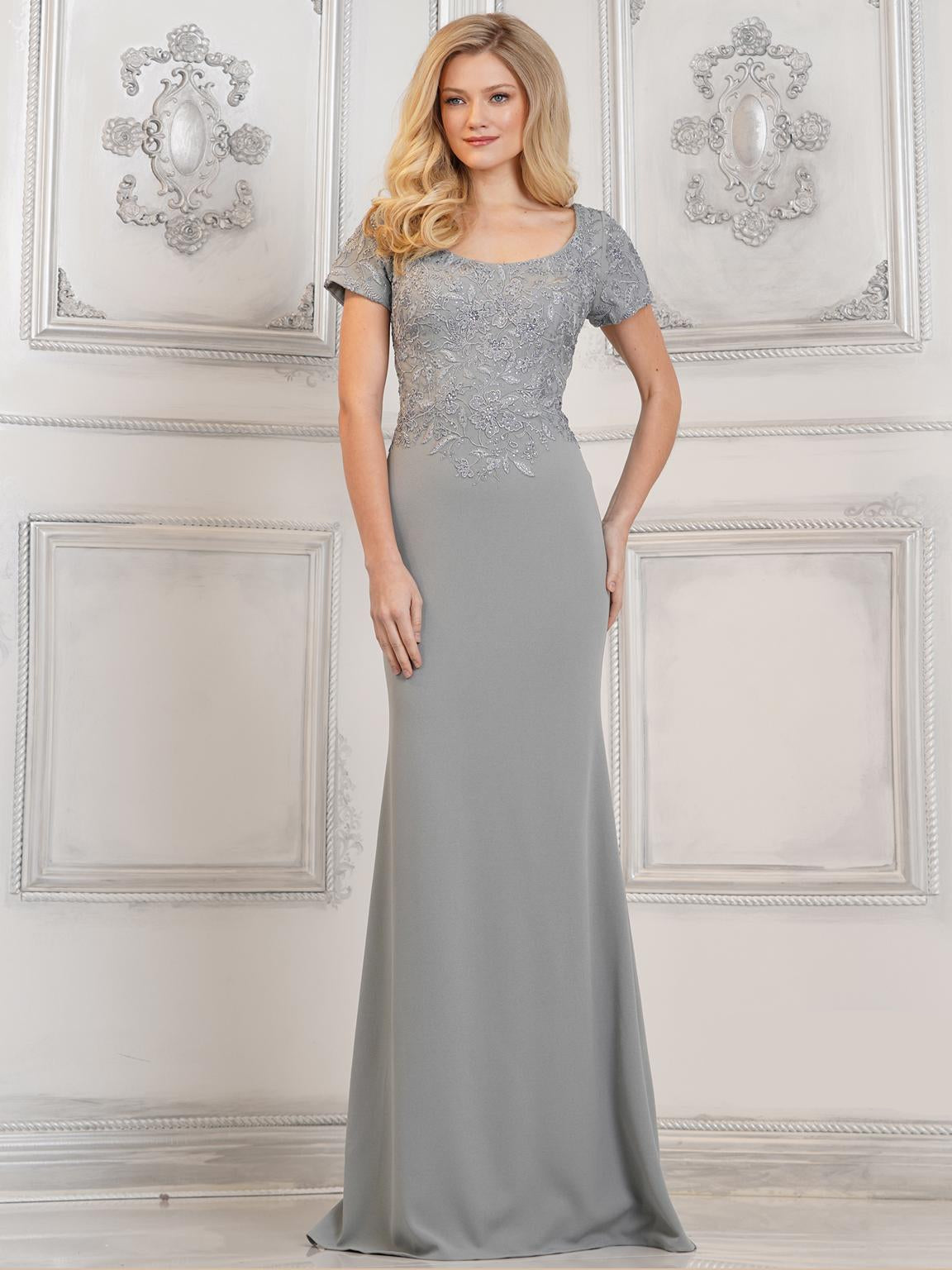 Formal Dresses Beaded Formal Fit and Flare Long Dress Seaglass