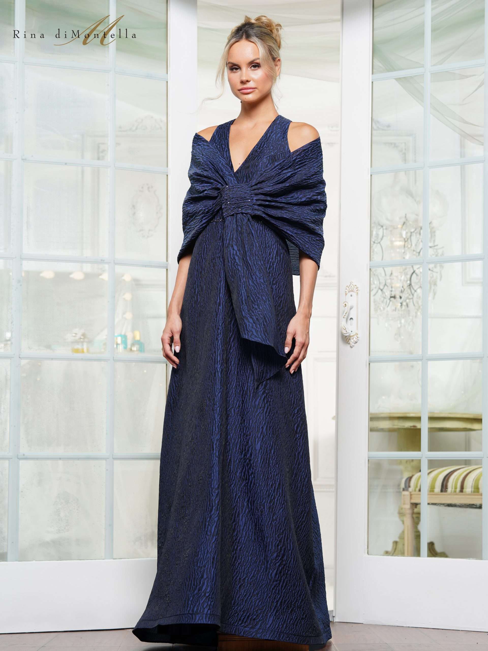 green emerald velvet dress Rina di Montella RD3121 A Line Long Formal Evening Dress – The Dress Outlet
