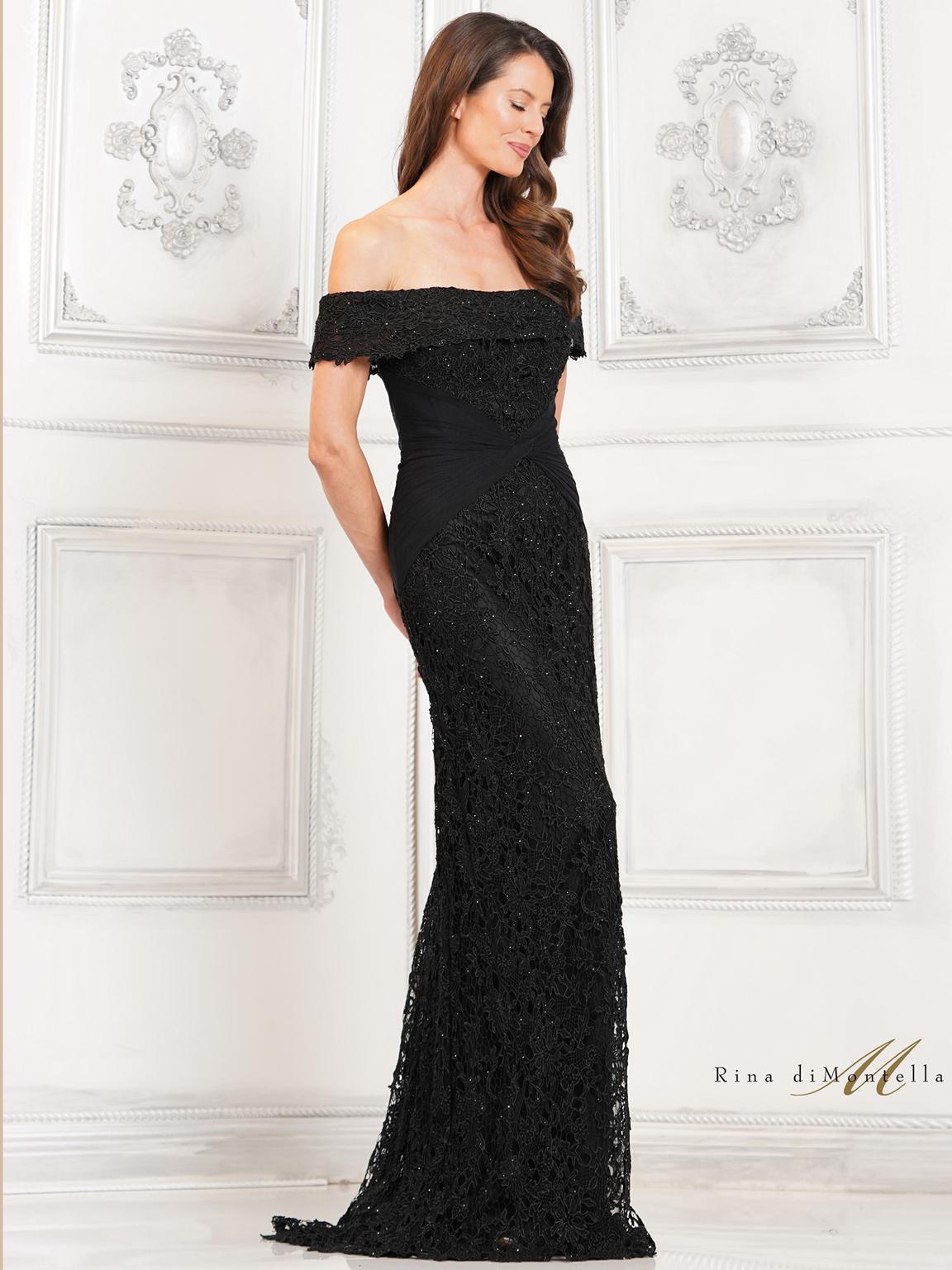 Black Rina di Montella RD3129 Long Formal Fitted Dress for $849.99
