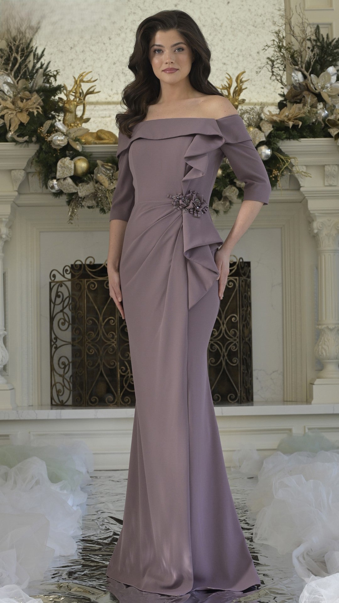 Formal Dresses Formal Fitted Long Ruffle Evening Dress Victorian Lilac