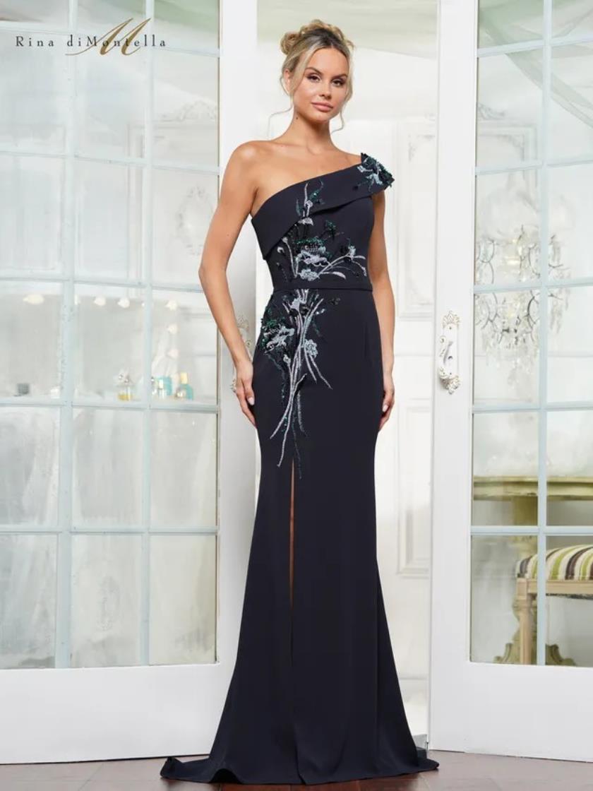 Rina di Montella RD3203 Long Beaded Slit Formal Dress