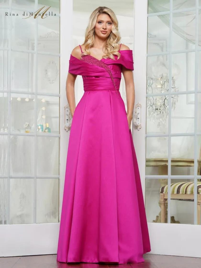 Formal Dresses Fitted Long Beaded Formal Dress Magenta